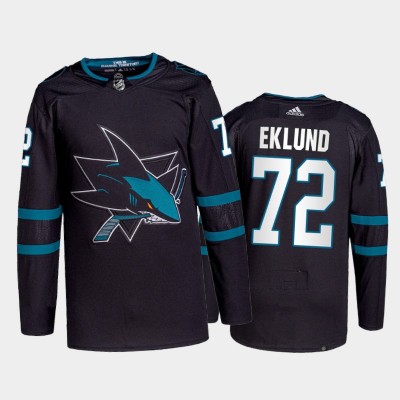Adidas San Jose Sharks #72 William Eklund Men's 202122 Alternate Authentic NHL Jersey Black